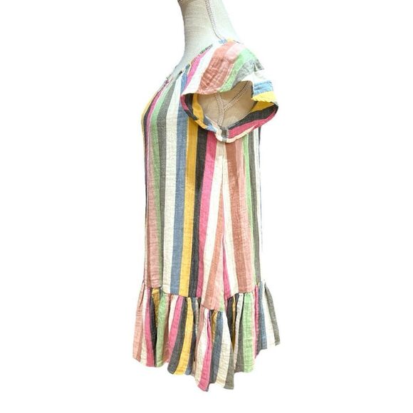 Marine Layer Shirley Stripe off the shoulder Bold Multicolor MiniDress - Picture 7 of 9